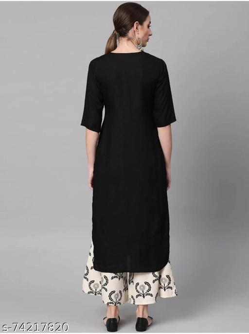 WELL STYLE BLACK KURTA PLAZZO SET - MC-FASHIONS.COM