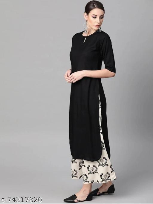 WELL STYLE BLACK KURTA PLAZZO SET - MC-FASHIONS.COM