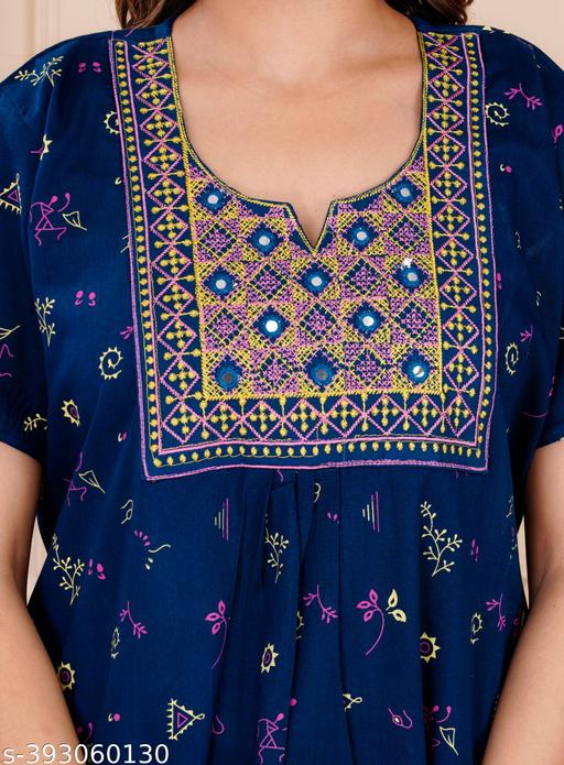 Women Premium quality cotton Emboidery nighty, Cotton Nighty short sleeve, Printed maxi, Nightdress, Nighty, Maxi, Gown, Sleepwear, Ladies nighty - MC-FASHIONS.COM