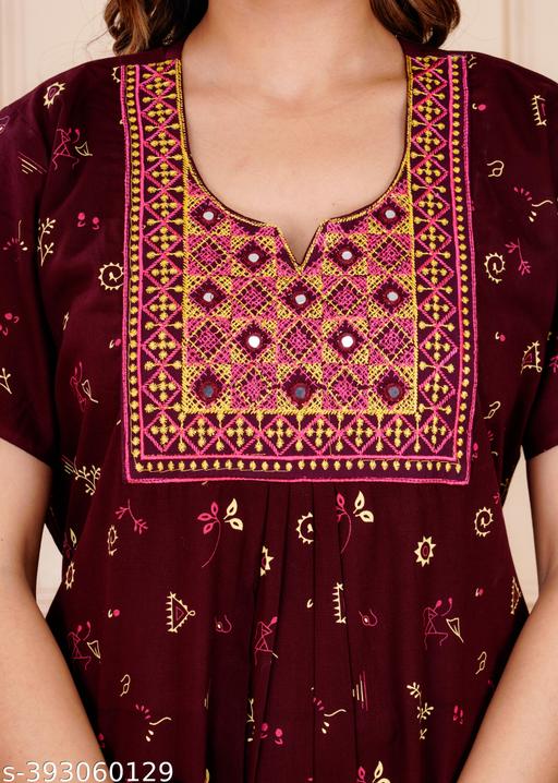 Women Premium quality cotton Emboidery nighty, Cotton Nighty short sleeve, Printed maxi, Nightdress, Nighty, Maxi, Gown, Sleepwear, Ladies nighty - MC-FASHIONS.COM