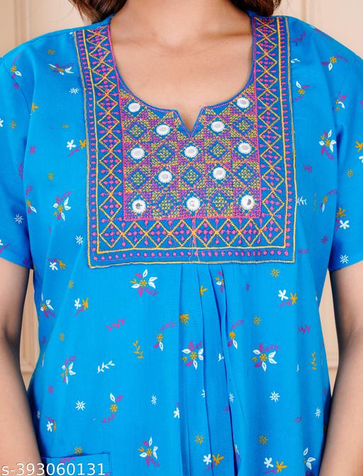 Women Premium quality cotton Emboidery nighty, Cotton Nighty short sleeve, Printed maxi, Nightdress, Nighty, Maxi, Gown, Sleepwear, Ladies nighty - MC-FASHIONS.COM