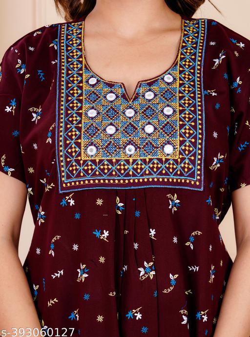 Women Premium quality cotton Emboidery nighty,  Cotton Nighty short sleeve, Printed maxi, Nightdress, Nighty, Maxi, Gown, Sleepwear, Ladies nighty - MC-FASHIONS.COM