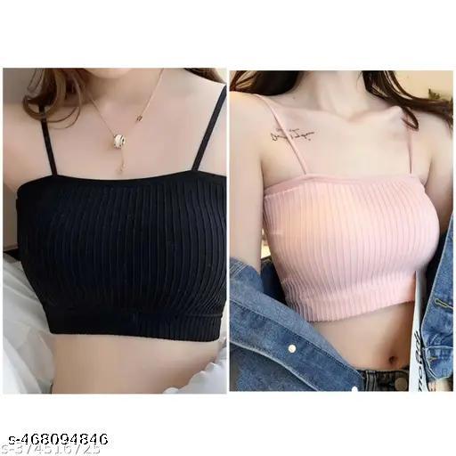 Women's Soft Cotton Removable Padded Wirefree Full Coverage Sports Bra Pack of 2 - MC-FASHIONS.COM