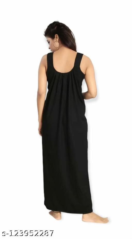 Women/Girl Cotton Premium Dreams Nighty,Night Dress,Maxi, Gown Slips for Women Full Length Black Pack of 1 - MC-FASHIONS.COM