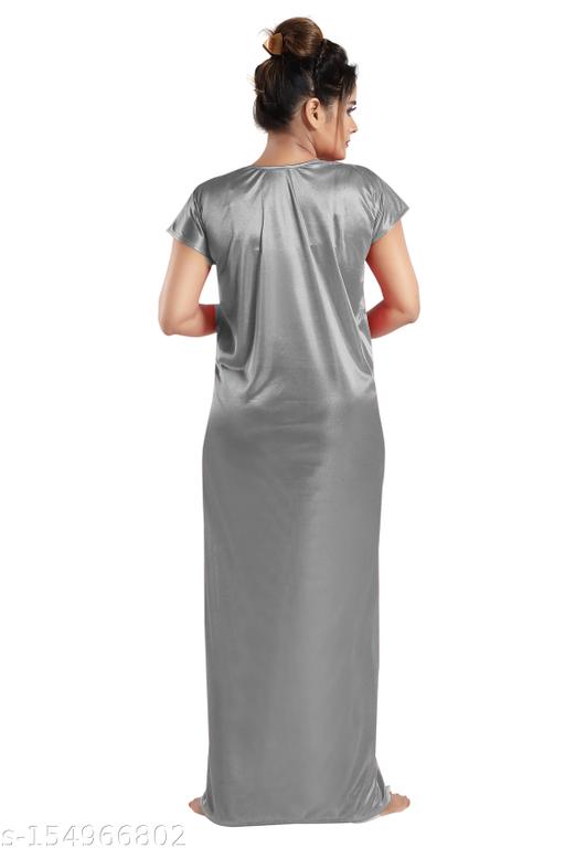 SIAMI'S >>>Relaxing Soft satin fabric Maxi dress For Women's | Feminine Lacework detailing Night Wear Gown | Lace neck Design Nightdress For Women's | Maxi dress For Women's | - MC-FASHIONS.COM