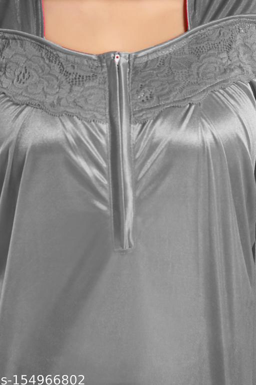 SIAMI'S >>>Relaxing Soft satin fabric Maxi dress For Women's | Feminine Lacework detailing Night Wear Gown | Lace neck Design Nightdress For Women's | Maxi dress For Women's | - MC-FASHIONS.COM