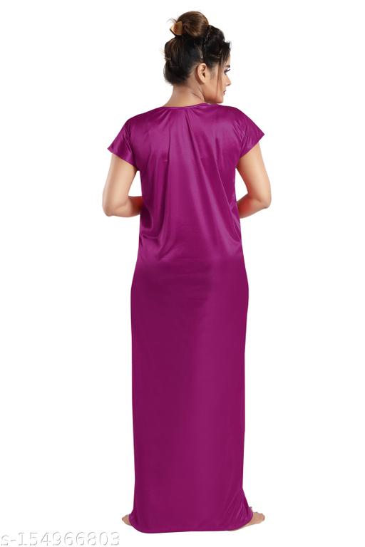 SIAMI'S >>>Relaxing Soft satin fabric Maxi dress For Women's | Feminine Lacework detailing Night Wear Gown | Lace neck Design Nightdress For Women's | Maxi dress For Women's |  - MC-FASHIONS.COM