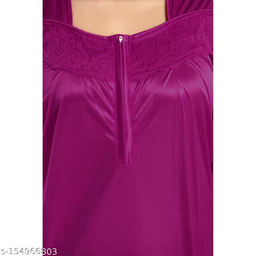 SIAMI'S >>>Relaxing Soft satin fabric Maxi dress For Women's | Feminine Lacework detailing Night Wear Gown | Lace neck Design Nightdress For Women's | Maxi dress For Women's |  - MC-FASHIONS.COM