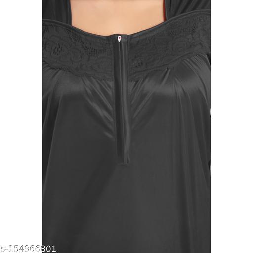 SIAMI'S >>>Relaxing Soft satin fabric Maxi dress For Women's | Feminine Lacework detailing Night Wear Gown | Lace neck Design Nightdress For Women's | Maxi dress For Women's | - MC-FASHIONS.COM