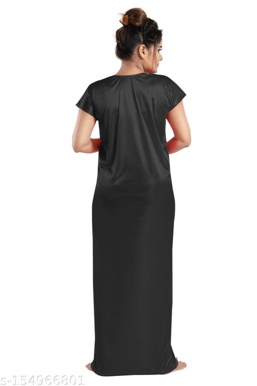 SIAMI'S >>>Relaxing Soft satin fabric Maxi dress For Women's | Feminine Lacework detailing Night Wear Gown | Lace neck Design Nightdress For Women's | Maxi dress For Women's | - MC-FASHIONS.COM