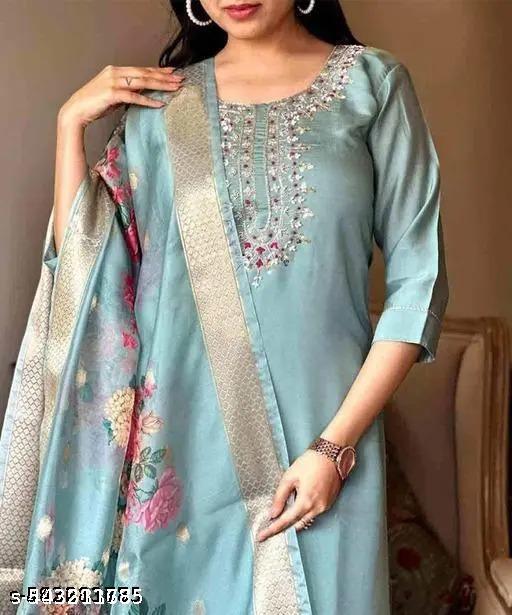 Fancy Reyon Slub Kurta Set With Dupatta - MC-FASHIONS.COM