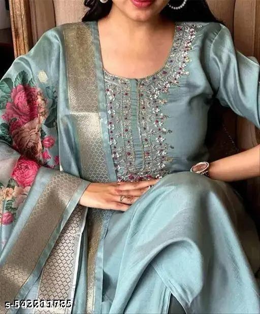 Fancy Reyon Slub Kurta Set With Dupatta - MC-FASHIONS.COM