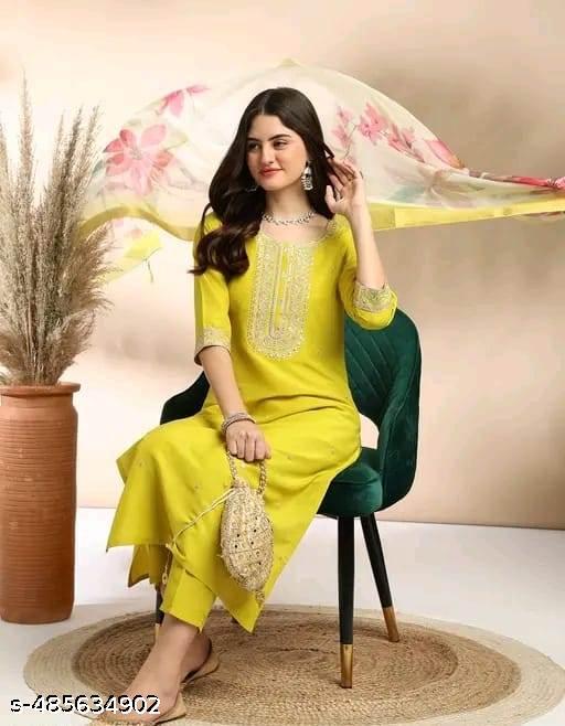 FANCY REYON SLUB KURTA SET WITH DUPATTA - MC-FASHIONS.COM