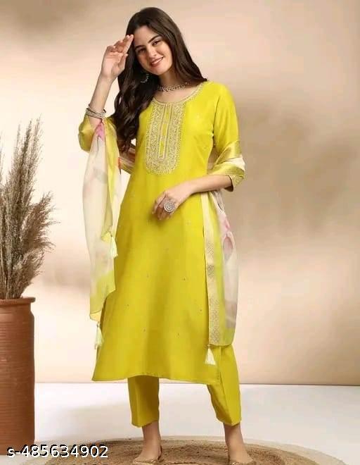 FANCY REYON SLUB KURTA SET WITH DUPATTA - MC-FASHIONS.COM