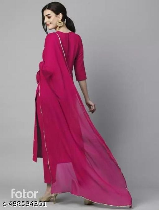 Women's Embroidered Straight Kurta With Trouser & Dupatta - MC-FASHIONS.COM