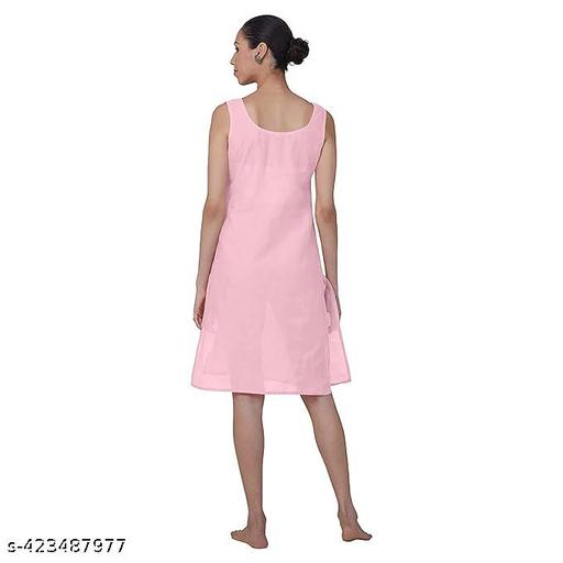 Long Cotton Camisole For Women/Long Sameej/Kurta Slip (Pink & White ) - MC-FASHIONS.COM
