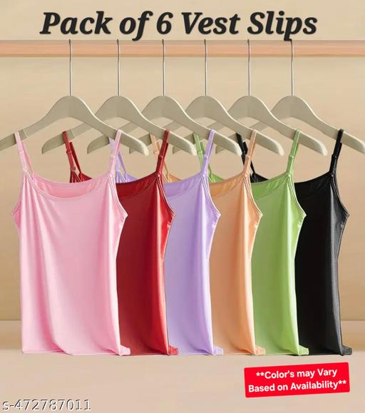 Limited Stock Women's Vest Type Non Adjustable Slips Pack of SIX_6 Pcs - MC-FASHIONS.COM