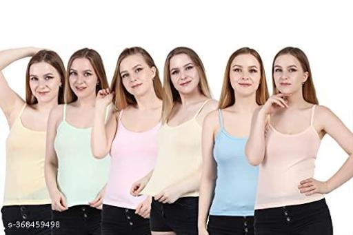 Premium Cotton Women's Camisole Multicolored (Pack of 6) - MC-FASHIONS.COM
