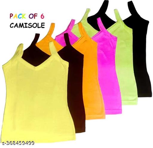 Premium Cotton  Women's Camisole Multicolored (Pack of 6) - MC-FASHIONS.COM