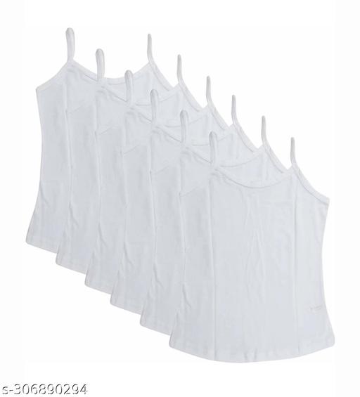 Premium Cotton Innear Wear Slips Camisole For Girls Pack of 6 White - MC-FASHIONS.COM