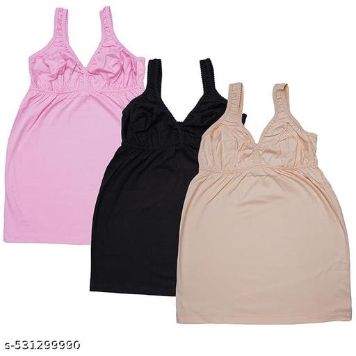 Womens Slip Inner for Women Strip top Cotton Camisole Slips Innerwear Sports spagettis wear Undershirt / Top/ Kurti Combo Pack of 3 Multicolour - MC-FASHIONS.COM