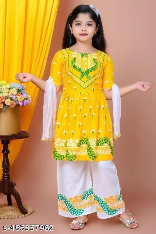 Sharara Set || Naira Cut Suit || Naira Suit || Kids Palazzo Set || Kurta Set For Girl Kids || Kurta Set For Girls - MC-FASHIONS.COM