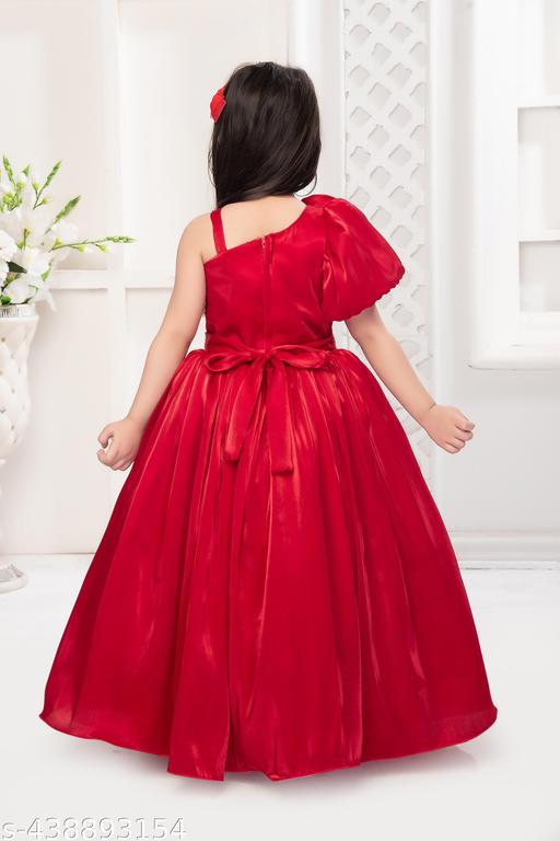 girls  trendy one shoulder satin long gown - MC-FASHIONS.COM