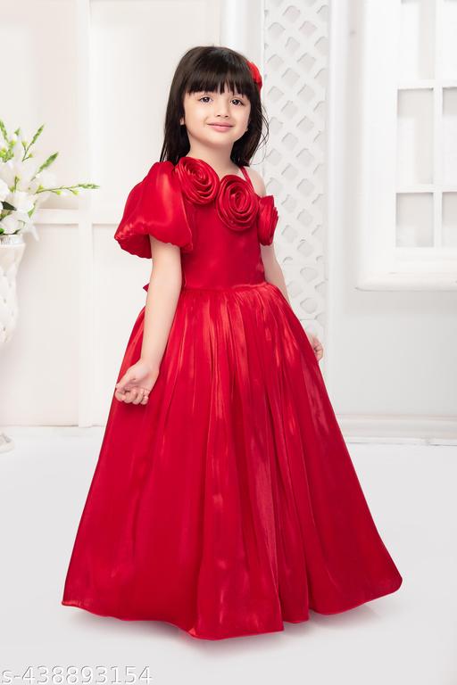 girls  trendy one shoulder satin long gown - MC-FASHIONS.COM