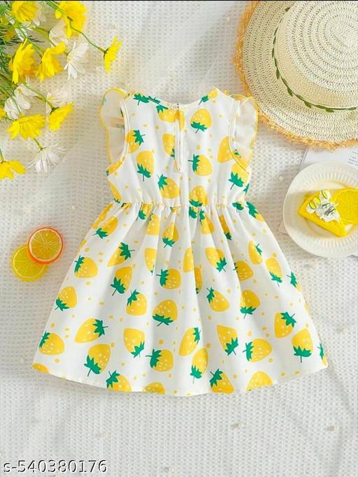 AS ROSE COLLECTION Floral Baby Girl Frock – Trendy Summer Outfit 0-4 Years (Cotton),baby girl fancy frock, girls summer frocks,baby girls dress | A-Line Silhouette, Ruffle Sleeves, Above Knee, Cap Sleeve, Round, A-Line, Null, Bows, Casual Wear, A-Line Dress, for Girls White, Yellow | - MC-FASHIONS.COM