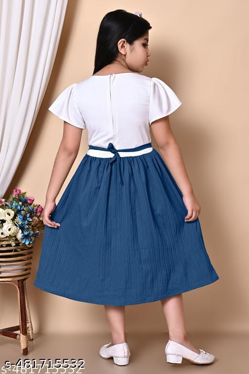 Girls Cute Fashionable Festive Stylish Short Sleeves Frock & Dress With Bag - MC-FASHIONS.COM