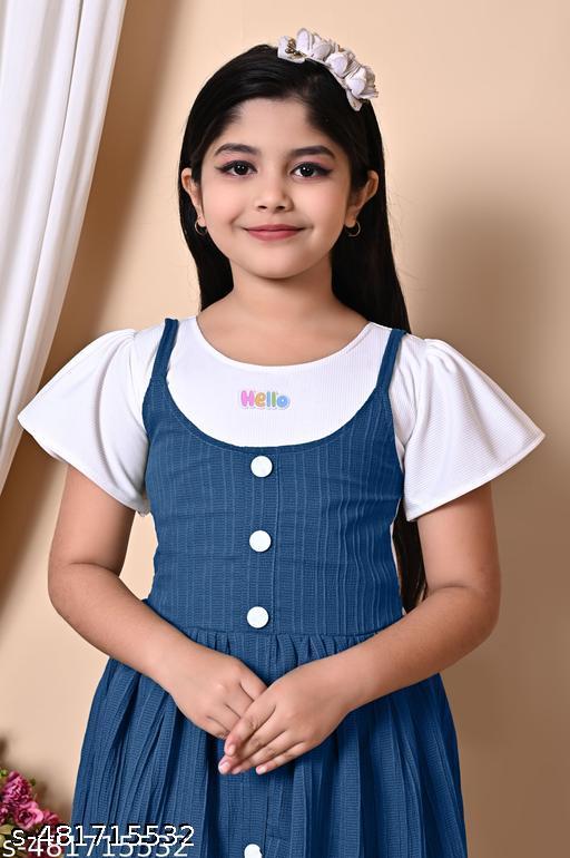 Girls Cute Fashionable Festive Stylish Short Sleeves Frock & Dress With Bag - MC-FASHIONS.COM