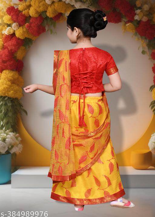 Girls Unique Designer Partywear Ethnicwear Redy to Wear Saree for Kids Clothing. - MC-FASHIONS.COM