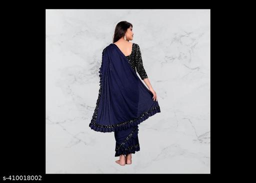 बच्चों की रफल नीली साड़ी - MC-FASHIONS.COM