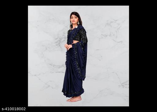 बच्चों की रफल नीली साड़ी - MC-FASHIONS.COM