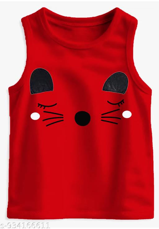 Stylish Kids Sleeveless Cotton T-Shirt | Cute Cat & Smile Print | Soft & Comfortable Summer Wear (Pack of 2) - MC-FASHIONS.COM