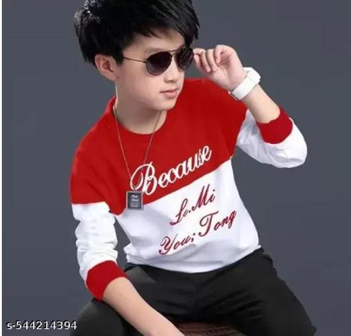 KIDS ROUND NECK FULL SLEEVES PRINTED REGULAR FITTED COTTON T-SHIRT - MC-FASHIONS.COM
