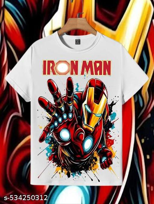 IRON MAN  BAST BOYS AND GIRLS KIDS SIZE WHITE COLOUR ROUND NECK UNISEX - MC-FASHIONS.COM