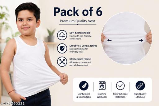 PREMIUM COTTON VEST FOR KIDS| AFFORDABLE VEST FOR KIDS | NIGHTWEAR FOR KIDS (PACK OF 6) - MC-FASHIONS.COM