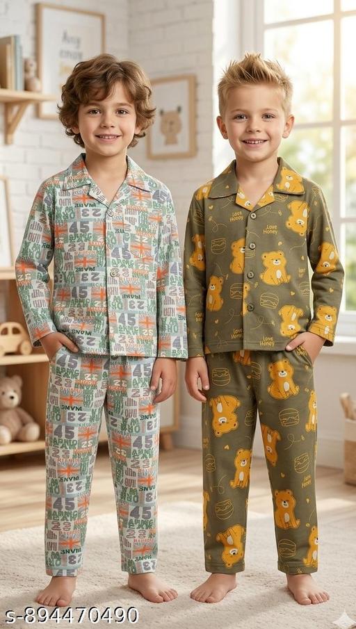 Cozevo Premium & Superior Boys  summer nightsuit, Summer cotton printed Kids nightsuit, Combo pack, kids daily wear nightwear Pack of 2, Boys cotton Pajama Shirt, Kids summer printed cotton nightsuit combo pack - MC-FASHIONS.COM