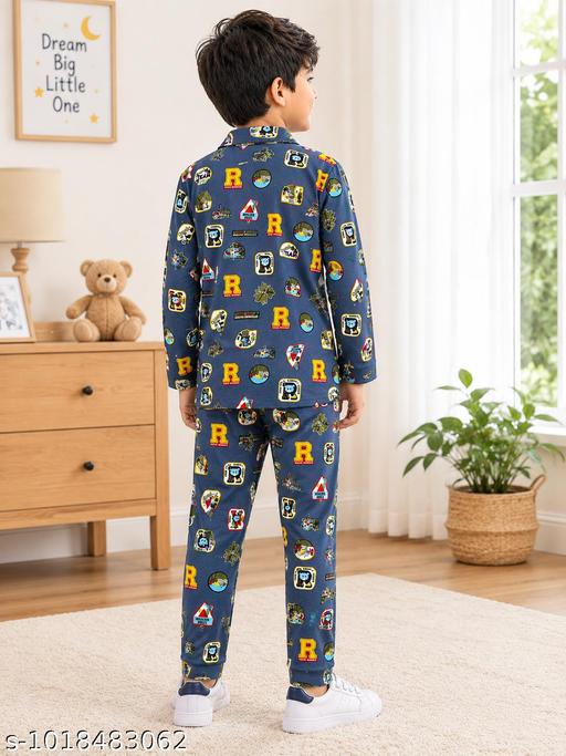 Tony and Jony Summer Casual Nightwear Premium Boys' Printed Night Suit Set – Fun Graphic Pattern – Comfortable Loungewear for Kids - MC-FASHIONS.COM
