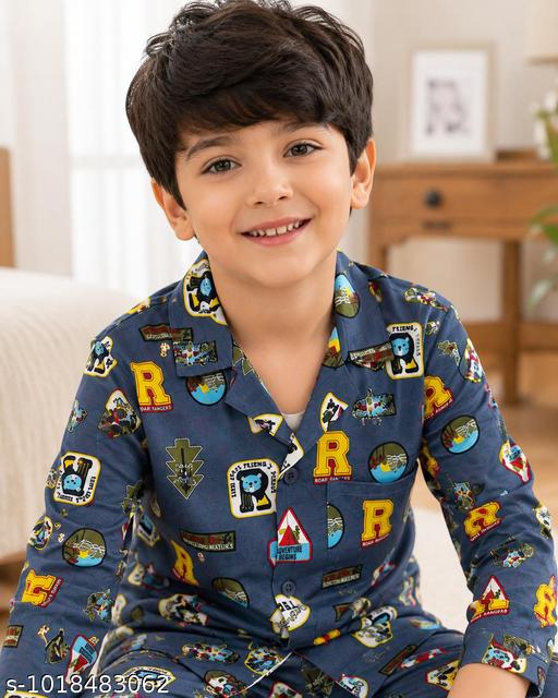 Tony and Jony Summer Casual Nightwear Premium Boys' Printed Night Suit Set – Fun Graphic Pattern – Comfortable Loungewear for Kids - MC-FASHIONS.COM