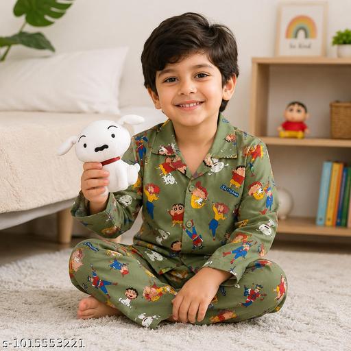 Tony and Jony Summer Casual Nightwear Premium Cotton Printed Night Suit Set for Boys – Fun Cartoon Character Design - MC-FASHIONS.COM
