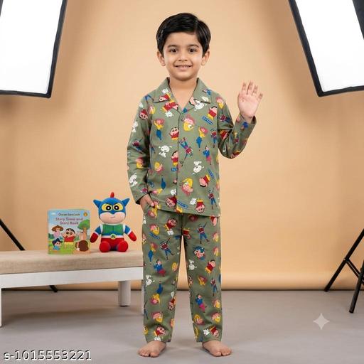 Tony and Jony Summer Casual Nightwear Premium Cotton Printed Night Suit Set for Boys – Fun Cartoon Character Design - MC-FASHIONS.COM