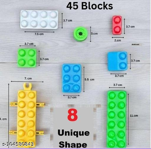 Ankirant®  45+ Pics BIS Certified ISI Mark Building Blocks (Block with Wheels  ) Pieces Bricks Blocks for Kids and Children for Game Learning Train Brick Block Puzzle Toys Girl Boy Activity Fun Games Platic Mind Education Toy Smooth Rounded Edges Boys Girls Deal Game - MC-FASHIONS.COM