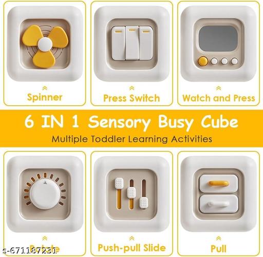 Paritirth  Montessori Toys 6 in 1 Preschool Board & Sensory Busy Activity Cube Toys for Toddlers Early Learning Fine Motor Skills Development Educational Travel Toy Birthday Gifts (Fan). - MC-FASHIONS.COM