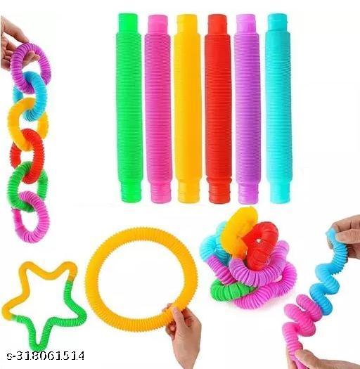 Pop Tube Toy Pop It Fidget Toy Set, Stretchable Pipes Bendable Pipe Finger Toys Stress Reducers Anxiety Relief Decompression Toy For Kids & Adults (Pack of 6 Multicolor) - MC-FASHIONS.COM