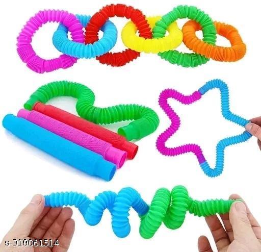 Pop Tube Toy Pop It Fidget Toy Set, Stretchable Pipes Bendable Pipe Finger Toys Stress Reducers Anxiety Relief Decompression Toy For Kids & Adults (Pack of 6 Multicolor) - MC-FASHIONS.COM