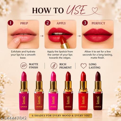 Classy Bold Shades Matte Lipsticks For Women Longlasting Non Sticky Pink Lipstick Daily Wear Smudge Proof All Skin Tone Matte Lipsticks For Women Smooth Apply High Pigmented Party Wear Lipstick Combo 6 - MC-FASHIONS.COM