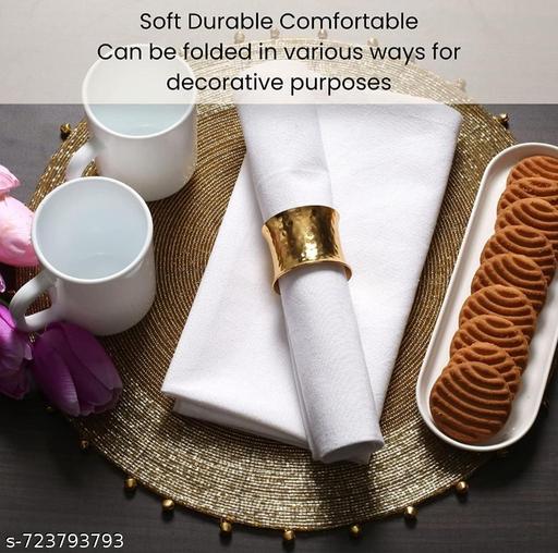 Pack of 4 Hotel-Style Pure Cotton Dining Table Napkins | Reusable Cloth Serviettes | Soft, Durable & Eco-Friendly White Napkins - MC-FASHIONS.COM