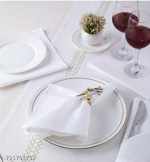 Pack of 4 Hotel-Style Pure Cotton Dining Table Napkins | Reusable Cloth Serviettes | Soft, Durable & Eco-Friendly White Napkins - MC-FASHIONS.COM